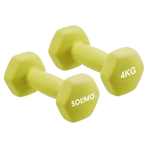 Image of Amazon Brand - Solimo Neoprene Dumbbell 4 Kg, Set of 2 (Green)
