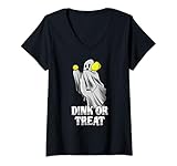 donna dink or treat paddle sport divertente pickleball halloween maglietta con collo a v