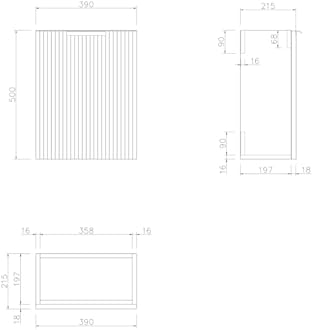 Fluted 400mm Bathroom Vanity Unit Ceramic Wash Sink, Cloakroom Storage Furniture Under Basin Cabinet Wall Hung Cupboard, Matt Grey