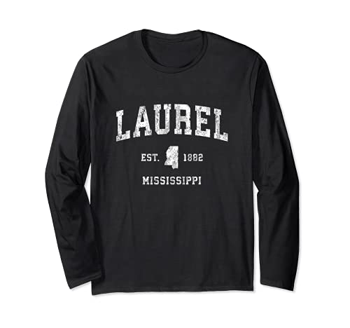 Laurel Mississippi MS - Diseño deportivo vintage Manga Larga