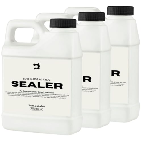 Sienna Studios Acrylic Sealer for Concrete & Cement Crafts – Low Gloss, Non-Toxic, Water Resistant, Food Safe – Compatible with Jesmonite – 16 oz (48oz)