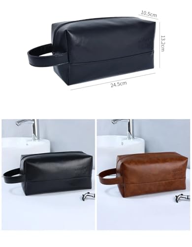 Necessaire de Couro PU Vintage, Bolsa de Higiene Pessoal Impermeável para Viagem, Masculina/Feminina