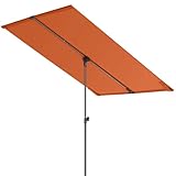 HOMSHADE Balkonschirm für den Außenbereich, 1,8 x 1,2 m, flacher Regenschirm, für Veranda, Pool, Terrasse, rechteckig, mit LSF 50+, UV-Schutz, 360° drehbar und neigbar, alle Winkel anwendbar (Orange)