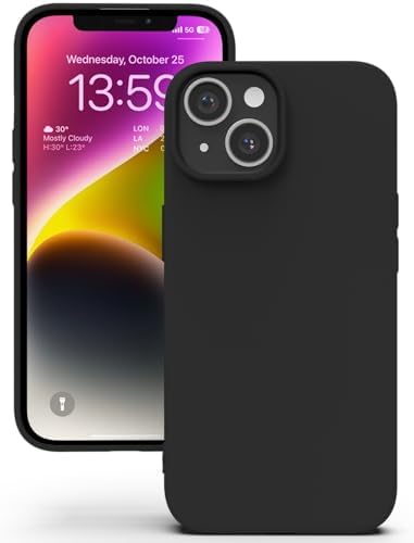 YATWIN Hülle für iPhone 13 Mini, Silikon Handyhülle mit Futter, 1mm Kamera und Displayschutz, Dünn & Leicht, Anti Kratzer Case, Schwarz