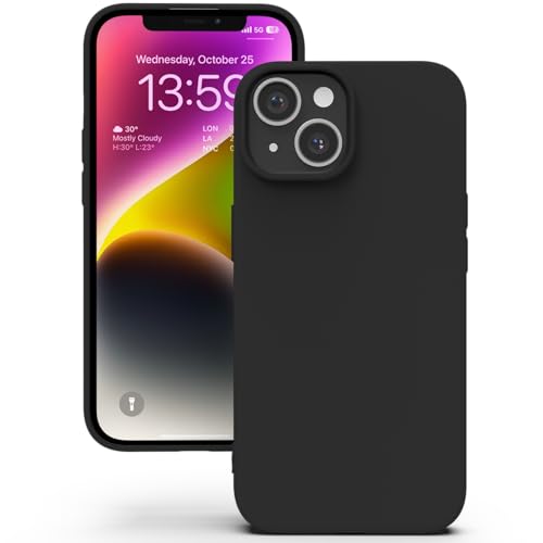 YATWIN Silicone Case for iPhone 14, Soft-Touch, Shockproof, DustProof, Antiskid Full Body Armour Phone Cover for Apple iPhone 14 - Black