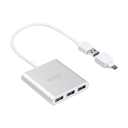 WEme Aluminum 4 Port USB 3.0 Hub With Smart Charging Port for Phone and USB OTG Converter and 5V2A Power Adapter for Samsung, LG, HTC, Motorola, Smartphone Tablet, PC, USB Wall Charger Included - Thumbnail 6
