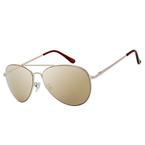 Image of The Fresh Classic Aviator Sunglasses for Men Women, Metal Frame Mirror Lens, Pilot Style, Includes Cleaning Cloth, Pouch
