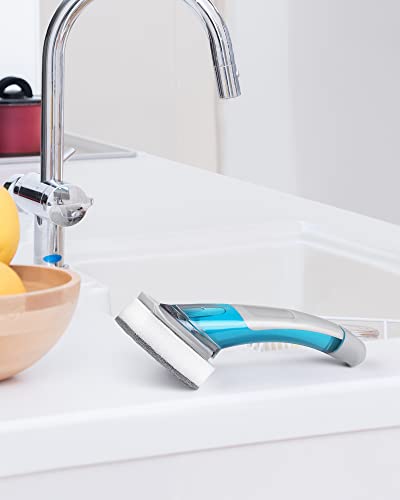 Yeudeuy Dishwand, Non-Scratch Brush Scrubber With Soap Dispenser For Cleaning Dishes, Pan, Kitchen, Bathroom, And Household, 1 Dishwand And 3 Refills #TOP6