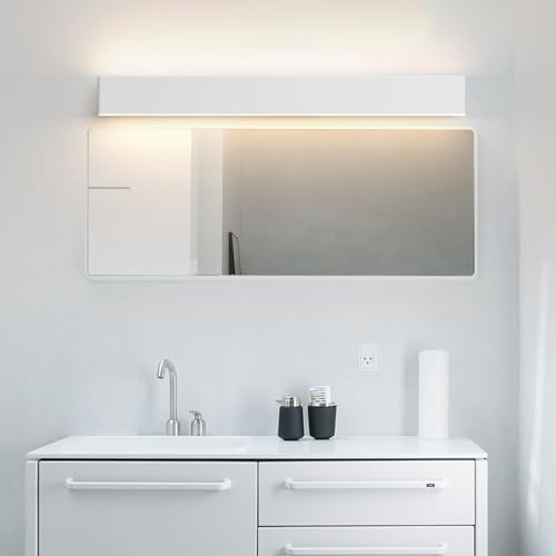 Aplique LED de pared rectangular moderno blanco con luz cálida de 36cm para baño 7