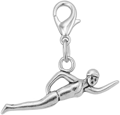 Sexy Sparkles Swimmer Charm with Lobster Clasp – Silver Plated Dangle Pendant for Bracelets, Zippers, Keychains & DIY Jewelry image 4