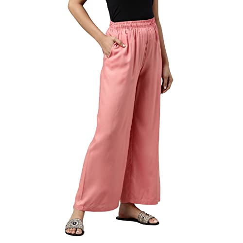 Image of GO COLORS Soft Viscose Basic Palazzo Full Length for Women| Breathable, Mid Rise, Relaxed Fit