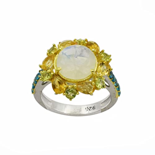 Bague cocktail argent 925 pierre de lune apatite idée cadeau d'exception