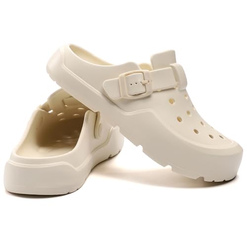 Image of Clogs for Women Slide Sandals Comfortable Ease of Slip-On Clogs with Arch Support Slip Resistant Clog Sandals Recovery Pillow Slides,White,6