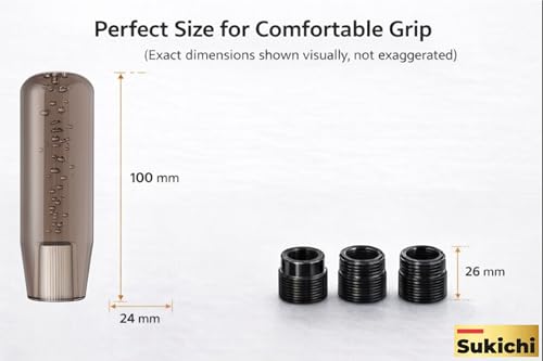 Image of Sukichi 10 cm Premium Car Gear Knob | Universal Fit with Screw Adapters | Stylish Bubble Design Gear Shift Knob | Easy 2-Minute Installation | Interior Custom Accessory (10 cm Bubble, Smoke)