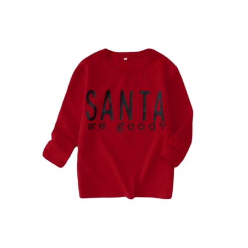 Ritatte Boys Girls Christmas Shirts Kids Cute Santa We Good Letter Print Long Sleeve T-Shirts Xmas Holiday Casual Tee Tops