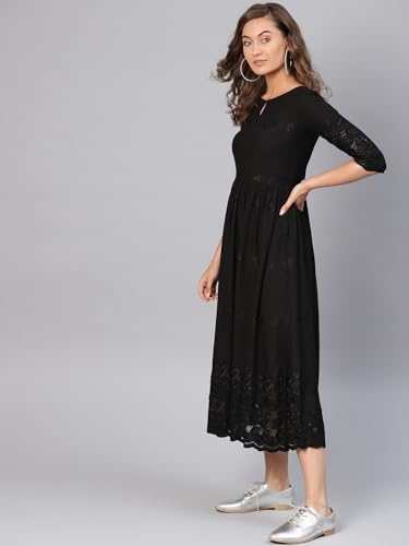 Image of Libas Womens Schiffli Viscose Fit and Flare Dress for Women