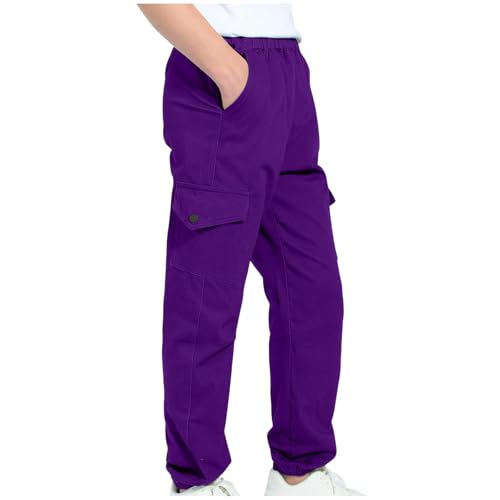 Boys Track Pants Quick Dry Sports Cargo Pants Stretch Elastic Waist School Kids Twill Joggers for 4-13 Years4
