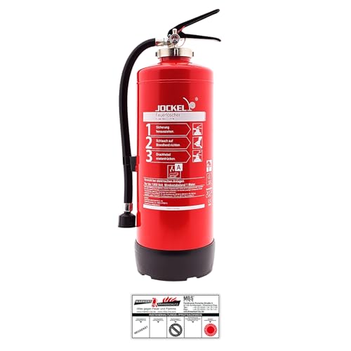 9Liter Gel-Feuerlöscher Gellöscher Sonderlöscher für Lithium-Ionen-Akkus DIN EN 3, GS + Wandhalter + Standfuß, 8 A = 4 LE Feuerlöscher mit Instandhaltungsnachweis von MBS-FIRE