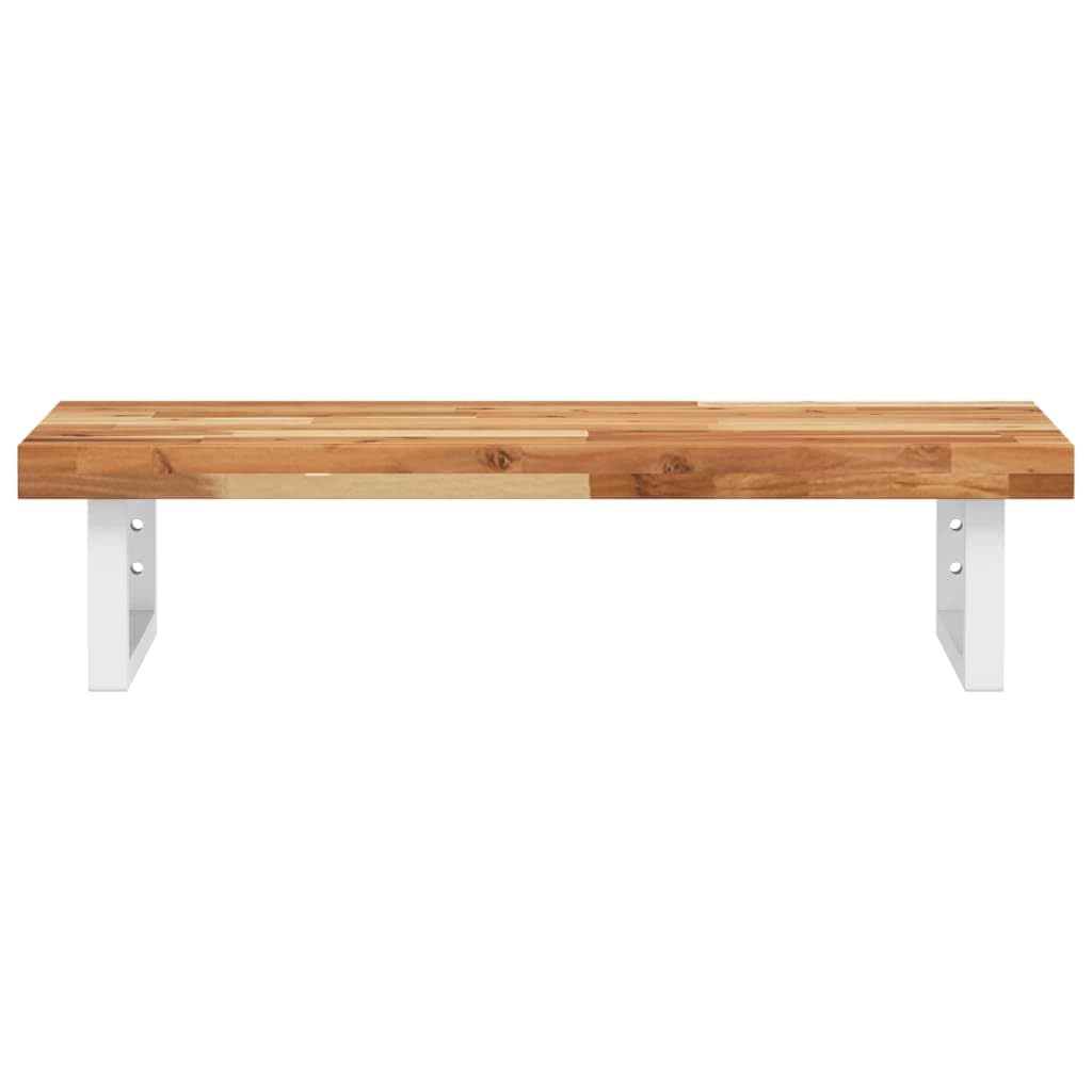 Scaffale per lavandino, montaggio a parete, in acciaio e legno di acacia massiccio, 60 x 40 cm, salvaspazio, per armadietto da bagno, lavabo, WC degli ospiti e bagno