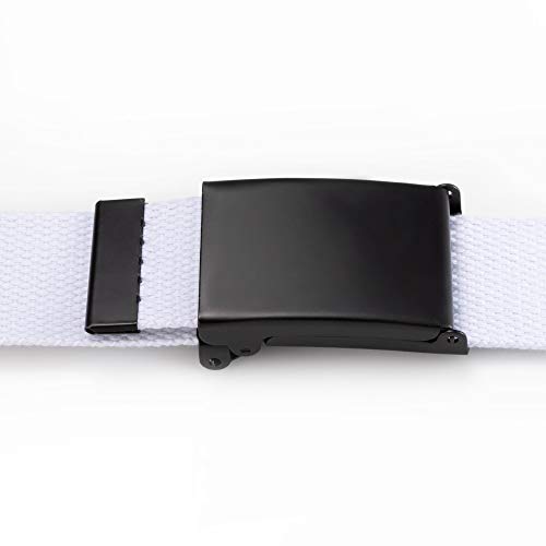 Image of Mile High Life Cut To Fit Canvas Web Belt Size Up to 52 inch with Flip-Top Solid Black Military Buckle