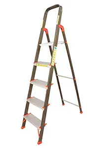 ladders Ladder for home, Ladder, Ladder 4 step for home aluminium foldable, Stairs for home, Step ladder, Aluminium ladder, Foldable ladder, Stairs for home use, Aluminum ladder, 4+1-Step Ladder (Brown)