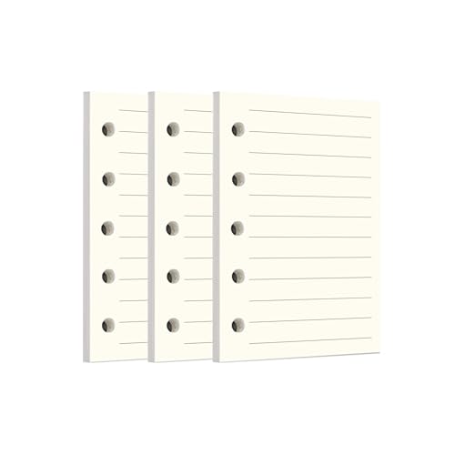 Image of Zelten Loose Leaf Punched Paper Refills Paper for 6 Hole Binder Personal Organizer Diary Notebook Refillable Planner (Lined,A8 /5 Hole)
