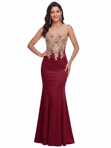 Image of Babyonline Women's Lace Applique Long Formal Mermaid Evening Prom Dresses