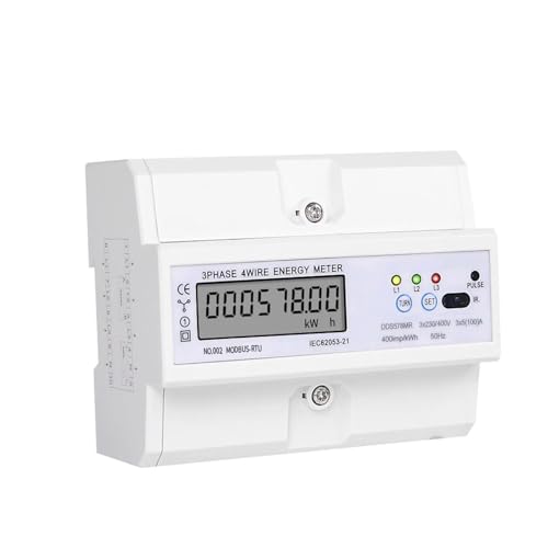 RS485 220/380V 5-100A 3 Phase 4 Wire Energy Meter Digital Power Factor Monitor with Voltage Current Frequency Display 1Pcs