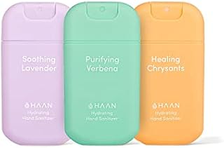 HAAN Moisturising Hand Sanitiser Spray | Pack 3 x 30 ml | Refillable Dispenser | Sanitiser, Antiseptic | Verbena, Chrysants, Lavender