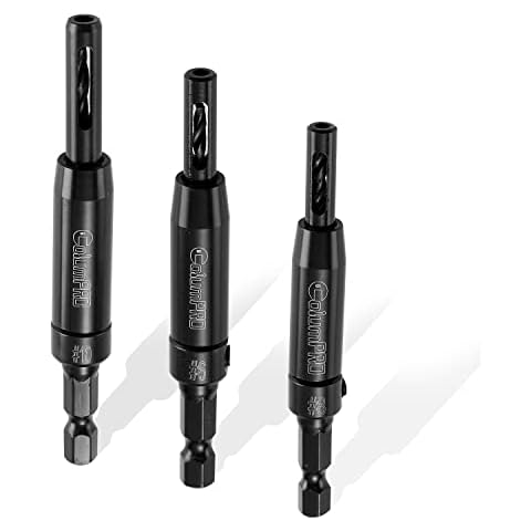 ColumPRO 3 PCS Hinge Drill Bit Set, HSS Self Centering Drill Bits for Wood Door Window Cabinet Woodworking Hinge Hardware Pilot Hole Drill Bit 3/32"(#6),7/64"(#8),1/8" (#10) with Organized Storage Cover