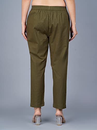 Image of Regular Fit Fully Elastic Waist Ankle Length Premium Cotton Casual Trouser Pant (Combo Pack of 2)
