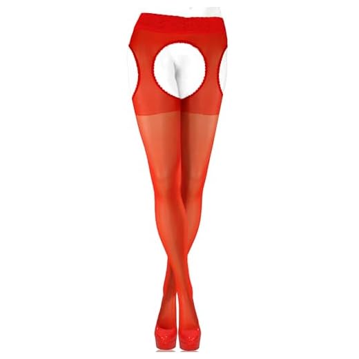 Sesto Senso Medias Lencería Liguero Muslo Panti Mujer 15 den Con Agujeros Entrepierna 3/M Rojas