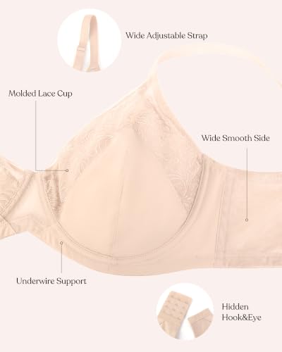 Image of HSIA Minimizer Bras for Women Enchante Lace Underwire Bra for Heavy Breast
