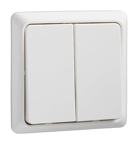Schneider Electric Elso 506194 Double bouton-poussoir, encastré, 42 V/1 A, rénovation, blanc pur