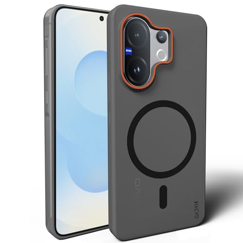 Image of Compatible for vivo V60e 5G Frosted Translucent Hard Back | Only Compatible with Wireless Magnetic Accessories | Thin and Slim Magnetic Back Cover (Black)