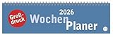 Großdruck Wochenquerplaner 2026: Praktischer Tischquerkalender mit extra großer Schrift. Schlichter Tischkalender 2026 fürs Büro. Wochenplaner für den Schreibtisch. (Tischkalender Heye)