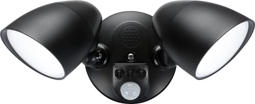 Knightsbridge 110-230V IP65 Twin Head Black 20W Security Floodlight with PIR, Sensor, CCT and Manual Override, SL20CCTB