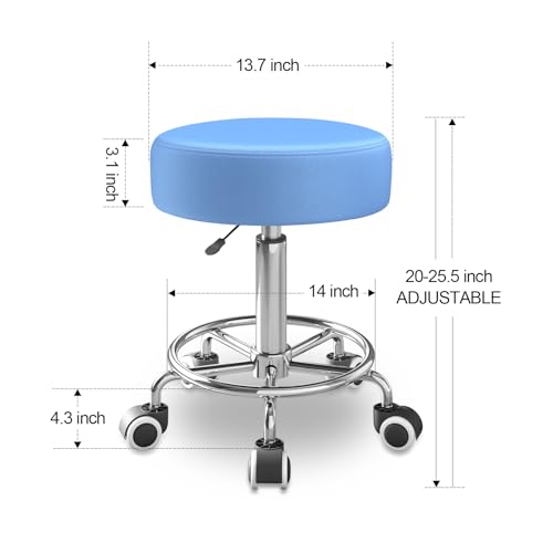 Image of YEEZEE Rolling Stool with Wheels and Ultra Soft Cushion for Salon, Blue