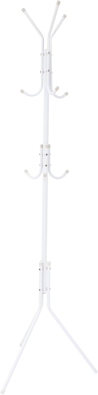 Multi-layer Coat Rack with Hooks White Iron Clothes Storage Stand for Hats Coats Scarves Space-saving Floor Hanger Organizer for Home Office Bedroom Hallway