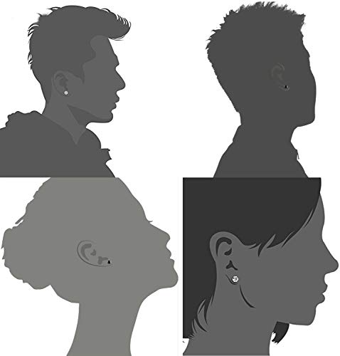 12 Pair Stainless Steel Mens Womens Stud Earrings Set Black and Clear Round Cubic Zirconia Inlaid Pierced Hypoallergenic 3-8mm(24PCS,6 Pairs Black,6 Pairs Clear)3