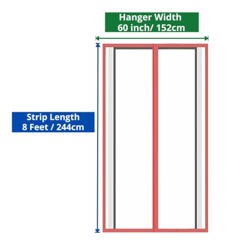 Image of Qlarity Covers 2mm Thick PVC Strip AC Curtain | Size- 60 (20x20x20)3pcs Inch Wide Hanger X 8 Feet Long | 9 Strips, 8.5 Inches Wide Vinyl Transparent Door Curtain | Mount Hanger for Cold Storage /Office
