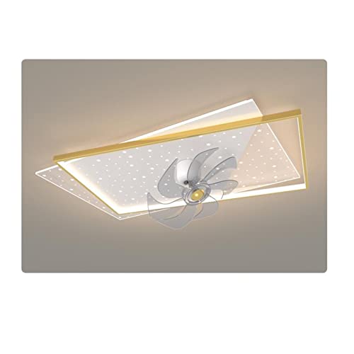 Plafonnier LED moderne doré à intensité variable avec télécommande pour salon 90x60cm