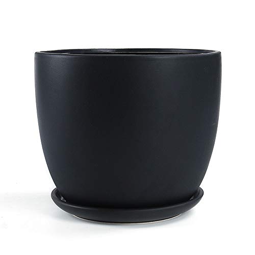 Pot de fleur en céramique artisanale durable avec plateau