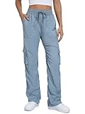 Tapata Petite Women's 28' Inseam Lightweight Cargo Dance Studio Pants Ruched Workout Athletic Casual Sweatpants, Ashy Blue, XS