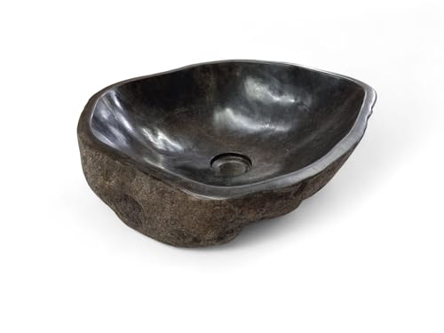 Naturstein Waschbecken Kinaree aus Flussstein, handgefertigt 40cm