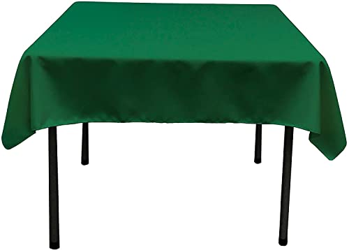 LA Linen Polyester Poplin Square Tablecloth, 52 by 52-Inch, Emerald Green,132 x 132 x 0.04 cm