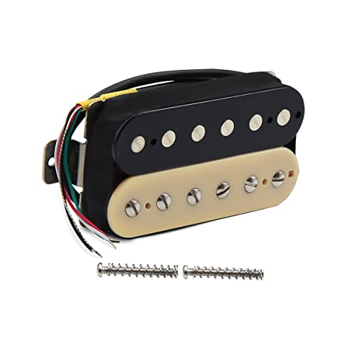 FLEOR Alnico 2 ハムバッカー ピックアップ 8-9K エレキギター ピックアップ ブリッジ ハムバッカー、クリーム+ブラック