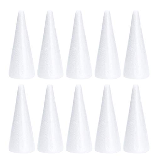 Happyyami 10pcs 18.5cm Polystyrene Cone White DIY Cone Foam Christmas Foam Cones White Craft Foam Cone Christmas Cone Shape Foam Tree Cones Block for Home Modeling Craft DIY Christmas Decorations