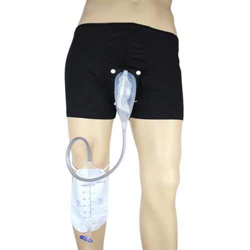 Wearable Urine Collector, with Breathable Cotton Fixing Pants, Silicone Urine Catching Cup, 60cm PVC Tube, 500ml Urinary Bag (M)