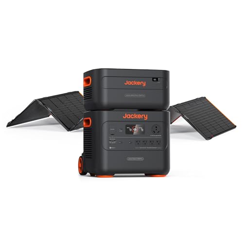 Jackery Solar Generator 2000 Plus 500W and Battery Pack, 4084Wh LiFePO4 Battery 3000W Output, Portable Power Station with 500W Solar Panel, Expandable for Outdoor and Home Emergency Explorer